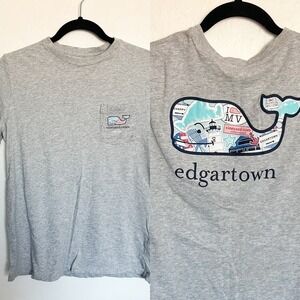 Vineyard Vines Edgartown Whale Short Sleeve Tee T Shirt Youth Large 16 Gray